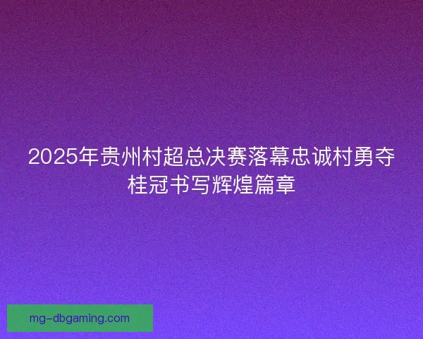 2025年贵州村超总决赛落幕忠诚村勇夺桂冠书写辉煌篇章 2025年贵州村超总决赛落幕忠诚村勇夺桂冠书写辉煌篇章
