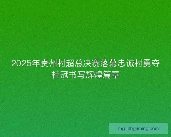 2025年贵州村超总决赛落幕忠诚村勇夺桂冠书写辉煌篇章